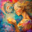 Divine Feminine Female healer sending love and light Wall Art