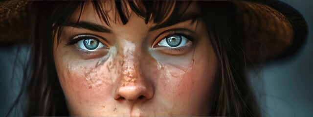 Canvas Print - girl's eyes close-up. Selective focus