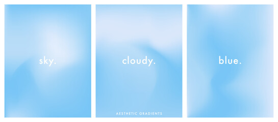 aesthetic clear blue sky set. summer season blue pastel colored vertical vector banner. blurred sky 