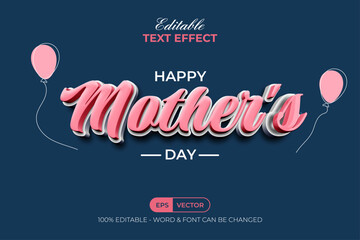 Poster - Pink Text Effect Happy Mother's Day. Editable Text Effect.