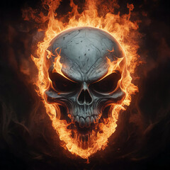 Wall Mural - skull in fire