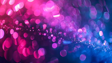 Aufkleber - Defocused neon glow Light flare overlay Futuristic led illumination Blur ultraviolet magenta pink purple blue color radiance on dark abstract background : Generative AI