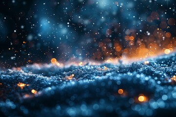 Poster - A captivating image of tiny glitter particles with a warm, bokeh glow softly illuminating an abstract scene