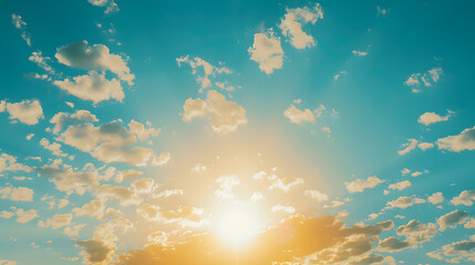 Aufkleber - beautiful setting sun and blue sky with copy space : Generative AI