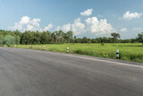 Fototapeta Las - Side view of asphalt road with the meadow