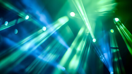 Aufkleber - Blur neon rays Color light overlay Futuristic decoration filter Defocused blue green soft glow beam abstract copy space background : Generative AI