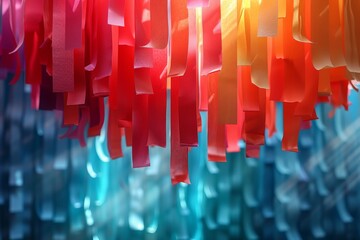 Poster - Festive background of blue and orange streamers giving a sense of celebration and fun