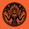 Mythical goddess of fire. Beautiful engraving illustration, emblem, icon, logo