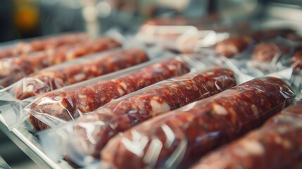 Sticker - Assorted hot dogs wrapped in plastic packaging, showcasing traditional Italian sausages with distinctive labels and textures