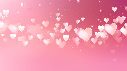 Wall Mural - Valentine's Day soft pink and red heart bokeh