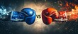 Famous boxing match poster  gloves clash with vs letters for versus in the center