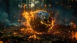 Global warming. Planet Earth globe burning, temperature increase, over heating of the world in climate change. Save world