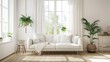 © Bijac - stylish scandinavian living room interior with design sofa plants and decor bright modern home