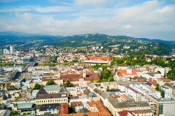 Canvas Print - Linz aerial panoramic view