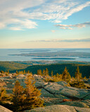 Fototapeta  - Sunset view from Penobscot Mountain in Acadia National Park on Mount Desert Island, Maine