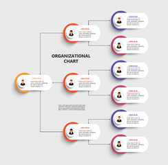 Wall Mural - corporate organizational chart with business avatar icons. business hierarchy infographic elements. 