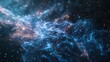 Blue and orange glowing particles resembling a nebula in outer space