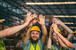 © chokniti - Group of various national engineer professional successful team corporate workers standing in factory, teamwork technician inspector of manufacturing industry workplace, foreman occupation job