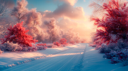 Wall Mural - sunset in winter