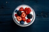 Fototapeta Do akwarium - Mixed berries yogurt parfait, a burst of fruity freshness