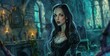 Gothic vampire queen attending a gothic school with dark, eerie halls