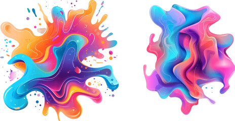 Aufkleber - Liquid doodle shape, abstract splash gradients and vaporwave