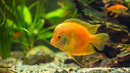 Wall Mural - golden fish in aquarium