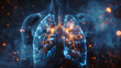 An artistic render, presenting the human lungs with a star-studded background, suggesting cosmic connection