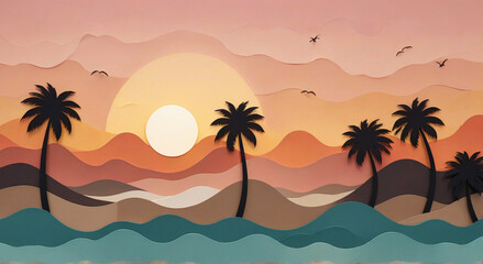 Poster - sunset on the beach