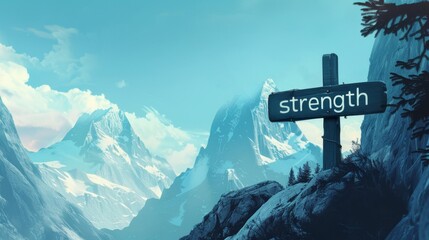 Wall Mural - a street sign on a mountain with a mountain in the background