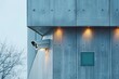 A CCTV camera on the wall of a modern building. Generative AI