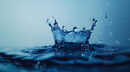 Poster - Water splashes with copy space blue background : Generative AI