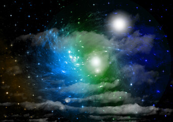 Wall Mural - galaxy in a free space. 3d rendering