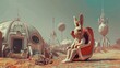 Regal Bunny Oversees Martian Colony