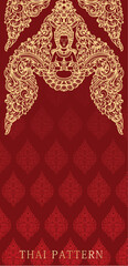 Wall Mural - Thai pattern art thai angel literature thai red and gold