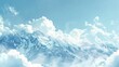 Blue Sky and White Clouds Over the Mountains Background. Beautiful Landscape Wallpaper with Soft Focus and Mountain Peak, Copy Space