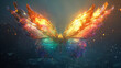 Ethereal rainbow wings illuminate simplicity with celestial elegance. 