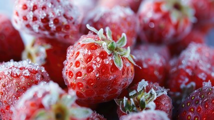 Canvas Print - Strawberries that are frozen Berry that is filled with juice