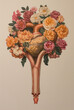 Female uterus,flowers  background