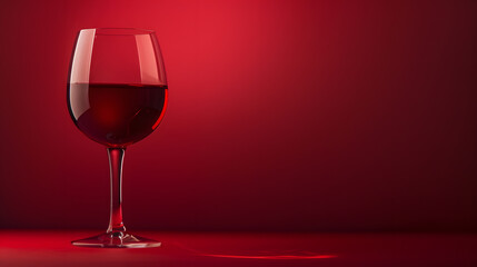 Poster - Glass of red wine on a red background : Generative AI
