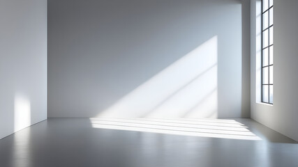 Poster - Empty room with shadows interior room and wall, sunlight on a gray wall studio background for product presentation