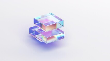 Poster - Abstract geometric animation, glass cube, 4k looping video, 3d render