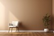 © DailyStock - Modern Home Interior Design with Chair and House Plant Tree Bathed in Sunlight, Brown Wall Gradient Background
