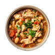 Delicious Bowl of White Bean Chicken Chili Isolated on a white Background