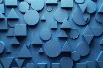 Poster - An abstract geometric design featuring blue shapes and patterns, creating a modern and creative wallpaper.