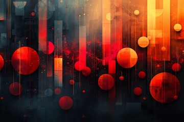 Poster - A futuristic geometric abstract background with digital textures and vibrant colors, perfect for modern designs and presentations.