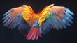 Vibrant feathered wings radiate celestial hues, isolated on simple. 