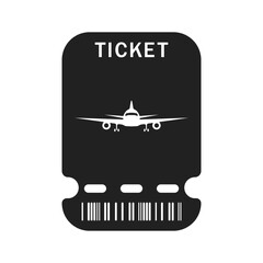 Poster - Plane ticket black vector. Air ticket vector. Booking a ticket for travel. Tourist ticket for the plane. Boarding pass black icon. Passenger registration document, boarding pass.