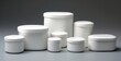 white container with white lids, with different shapes