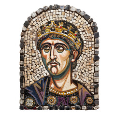 Justinian I Mosaic of Byzentine Art isolated on transparent png.